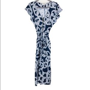 G Kollection blue and white jumpsuit with pockets